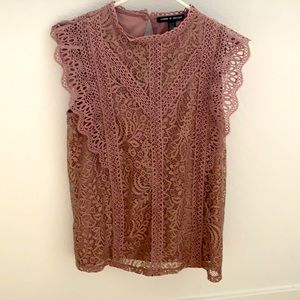 Dusty pink lace sleeveless top - Small